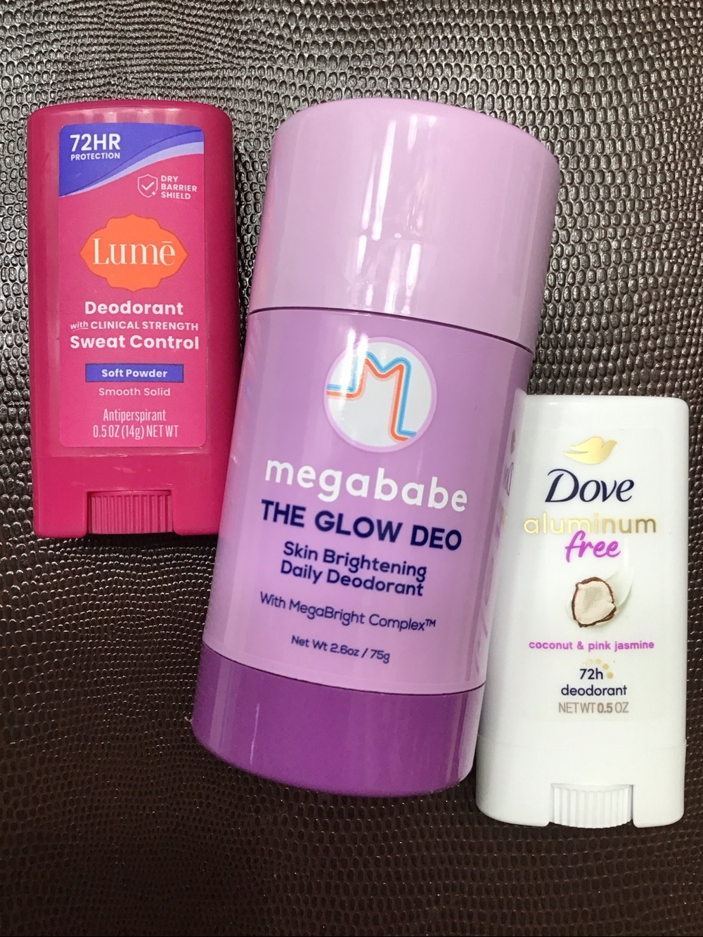 Deodorant Bundle, Megababe, Lumē, Dove